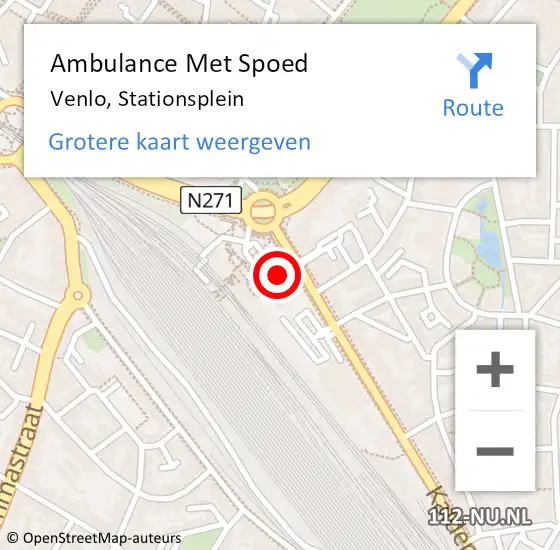 Locatie op kaart van de 112 melding: Ambulance Met Spoed Naar Venlo, Stationsplein op 26 maart 2023 00:44