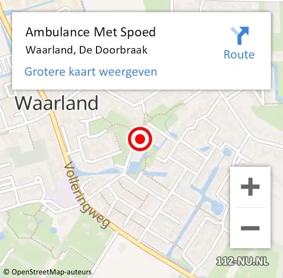 Locatie op kaart van de 112 melding: Ambulance Met Spoed Naar Waarland, De Doorbraak op 26 maart 2023 01:12