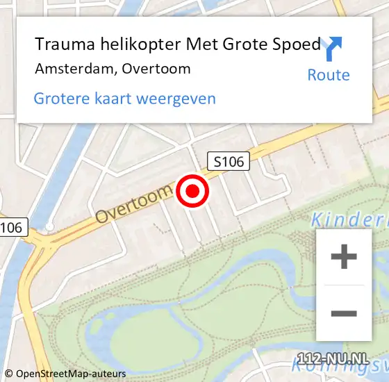 Locatie op kaart van de 112 melding: Trauma helikopter Met Grote Spoed Naar Amsterdam, Overtoom op 26 maart 2023 01:21