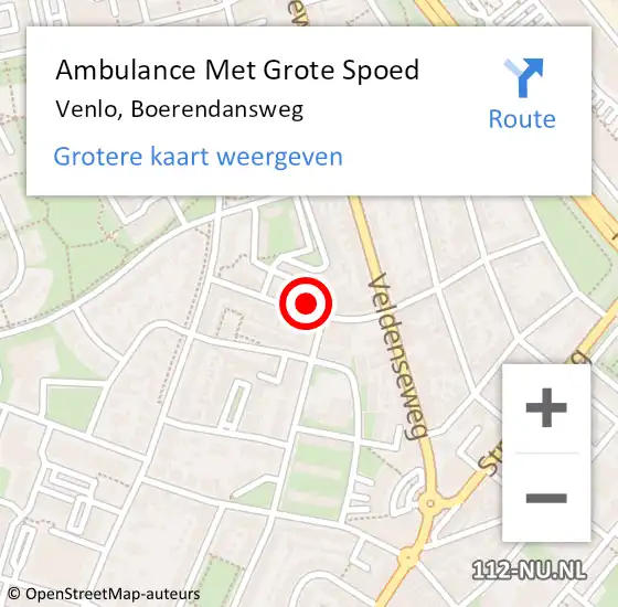 Locatie op kaart van de 112 melding: Ambulance Met Grote Spoed Naar Venlo, Boerendansweg op 26 maart 2023 01:34