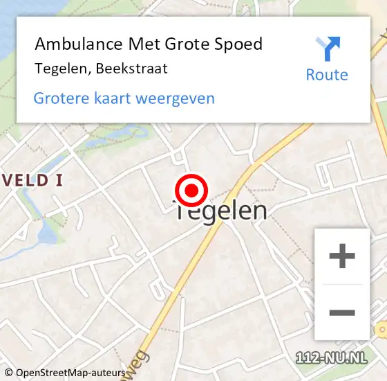 Locatie op kaart van de 112 melding: Ambulance Met Grote Spoed Naar Tegelen, Beekstraat op 26 maart 2023 01:40