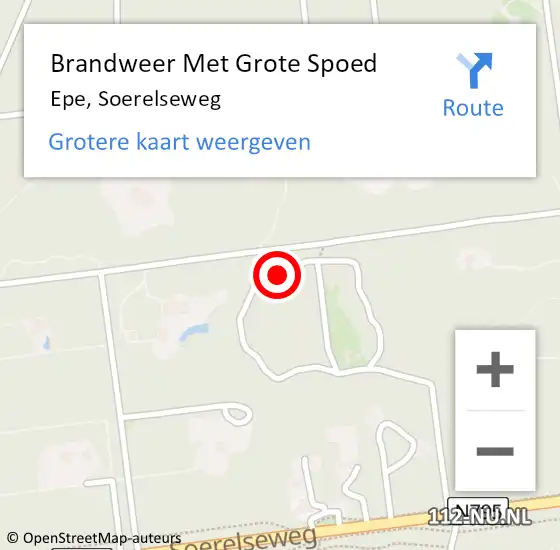 Locatie op kaart van de 112 melding: Brandweer Met Grote Spoed Naar Epe, Soerelseweg op 26 maart 2023 03:18