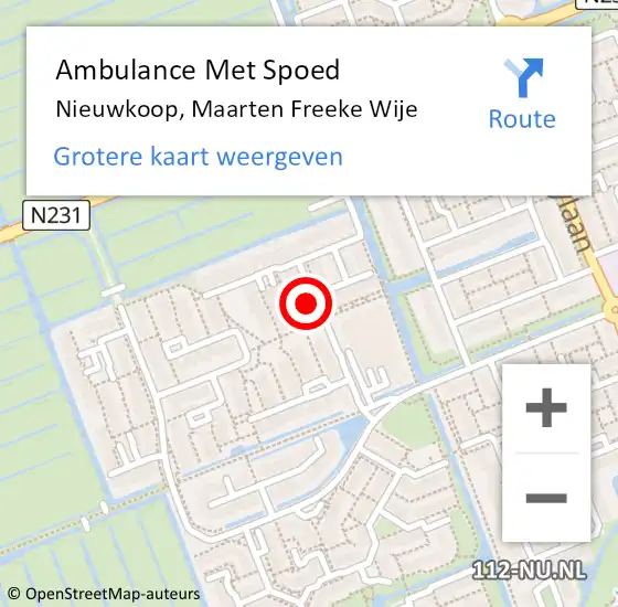 Locatie op kaart van de 112 melding: Ambulance Met Spoed Naar Nieuwkoop, Maarten Freeke Wije op 26 maart 2023 03:51