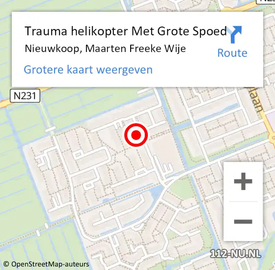 Locatie op kaart van de 112 melding: Trauma helikopter Met Grote Spoed Naar Nieuwkoop, Maarten Freeke Wije op 26 maart 2023 03:53