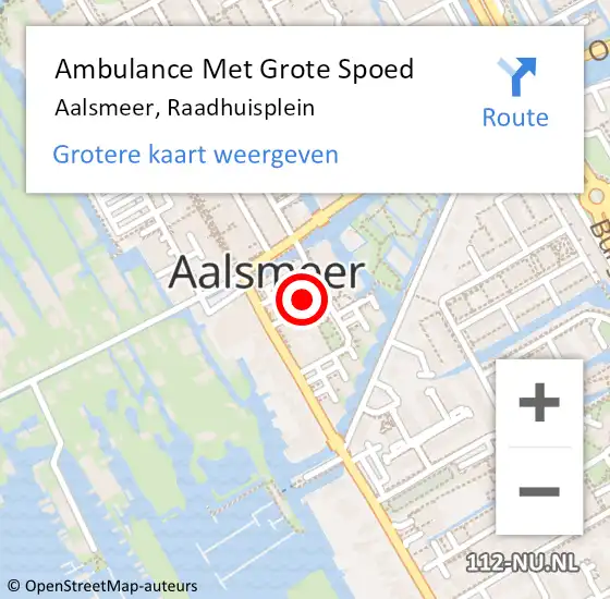 Locatie op kaart van de 112 melding: Ambulance Met Grote Spoed Naar Aalsmeer, Raadhuisplein op 26 maart 2023 04:09