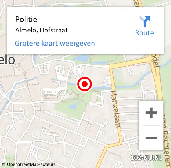 Locatie op kaart van de 112 melding: Politie Almelo, Hofstraat op 26 maart 2023 04:21