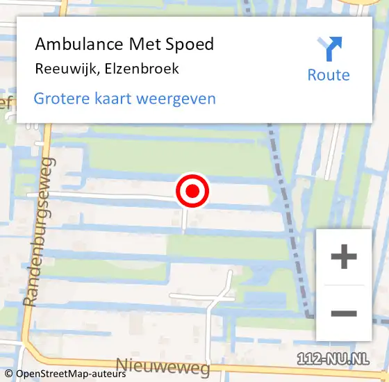 Locatie op kaart van de 112 melding: Ambulance Met Spoed Naar Reeuwijk, Elzenbroek op 26 maart 2023 06:03