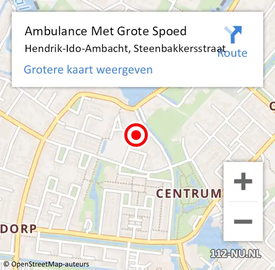 Locatie op kaart van de 112 melding: Ambulance Met Grote Spoed Naar Hendrik-Ido-Ambacht, Steenbakkersstraat op 26 maart 2023 07:05