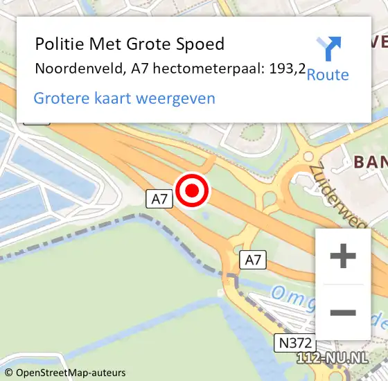 Locatie op kaart van de 112 melding: Politie Met Grote Spoed Naar Noordenveld, A7 hectometerpaal: 193,2 op 26 maart 2023 08:05