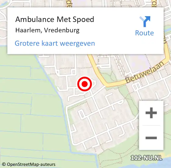 Locatie op kaart van de 112 melding: Ambulance Met Spoed Naar Haarlem, Vredenburg op 26 maart 2023 08:28