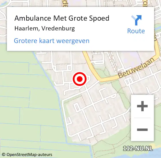 Locatie op kaart van de 112 melding: Ambulance Met Grote Spoed Naar Haarlem, Vredenburg op 26 maart 2023 08:39