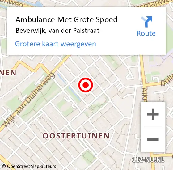 Locatie op kaart van de 112 melding: Ambulance Met Grote Spoed Naar Beverwijk, van der Palstraat op 26 maart 2023 09:17