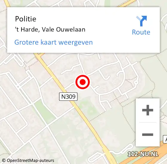 Locatie op kaart van de 112 melding: Politie 't Harde, Vale Ouwelaan op 26 maart 2023 10:03