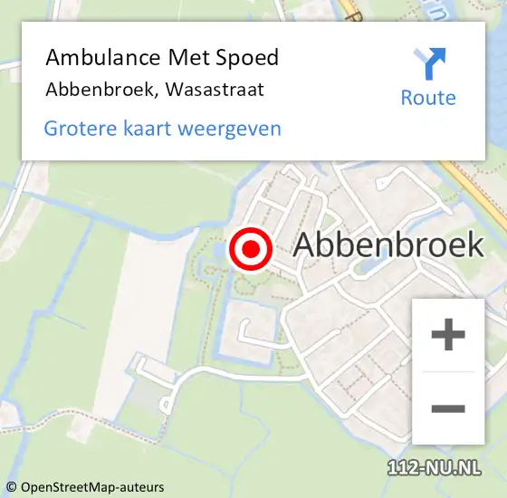 Locatie op kaart van de 112 melding: Ambulance Met Spoed Naar Abbenbroek, Wasastraat op 26 maart 2023 10:26