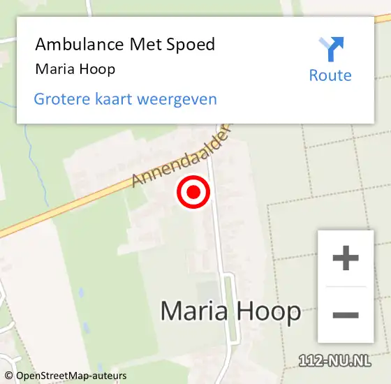 Locatie op kaart van de 112 melding: Ambulance Met Spoed Naar Maria-hoop op 26 maart 2023 10:55