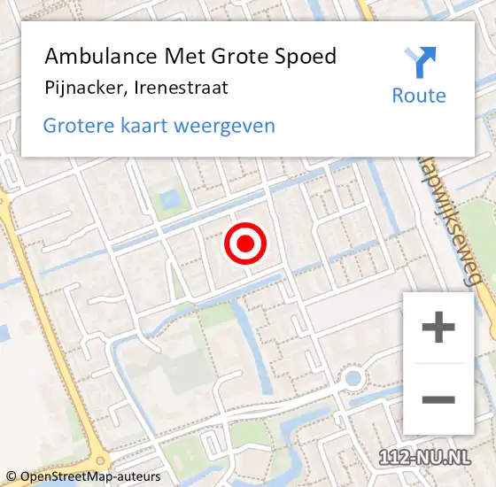 Locatie op kaart van de 112 melding: Ambulance Met Grote Spoed Naar Pijnacker, Irenestraat op 26 maart 2023 11:27