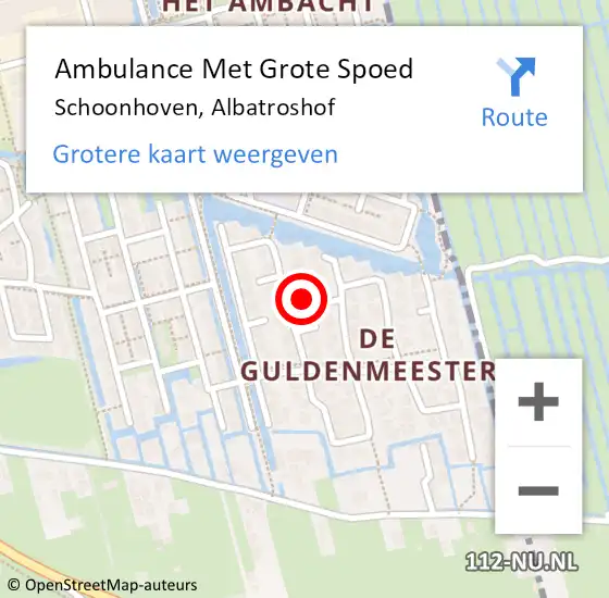 Locatie op kaart van de 112 melding: Ambulance Met Grote Spoed Naar Schoonhoven, Albatroshof op 26 maart 2023 11:54