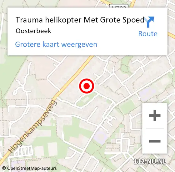 Locatie op kaart van de 112 melding: Trauma helikopter Met Grote Spoed Naar Oosterbeek op 26 maart 2023 12:11