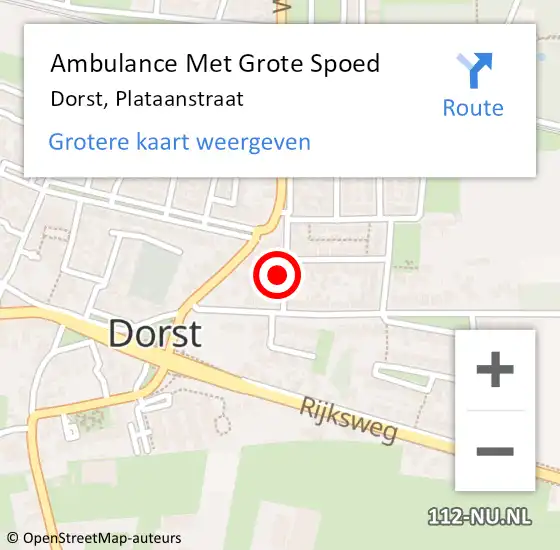 Locatie op kaart van de 112 melding: Ambulance Met Grote Spoed Naar Dorst, Plataanstraat op 12 oktober 2013 01:37