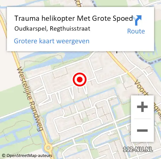 Locatie op kaart van de 112 melding: Trauma helikopter Met Grote Spoed Naar Oudkarspel, Regthuisstraat op 26 maart 2023 12:25