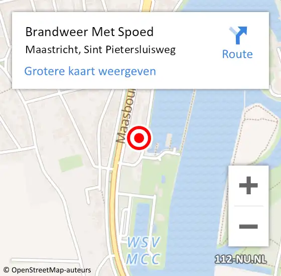 Locatie op kaart van de 112 melding: Brandweer Met Spoed Naar Maastricht, Sint Pietersluisweg op 26 maart 2023 12:27