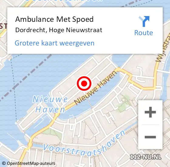 Locatie op kaart van de 112 melding: Ambulance Met Spoed Naar Dordrecht, Hoge Nieuwstraat op 26 maart 2023 12:35