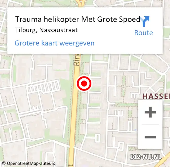 Locatie op kaart van de 112 melding: Trauma helikopter Met Grote Spoed Naar Tilburg, Nassaustraat op 26 maart 2023 12:59