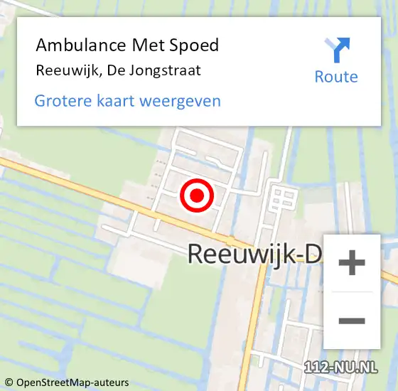 Locatie op kaart van de 112 melding: Ambulance Met Spoed Naar Reeuwijk, De Jongstraat op 26 maart 2023 13:19