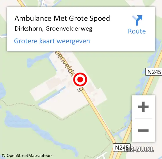 Locatie op kaart van de 112 melding: Ambulance Met Grote Spoed Naar Dirkshorn, Groenvelderweg op 26 maart 2023 13:27