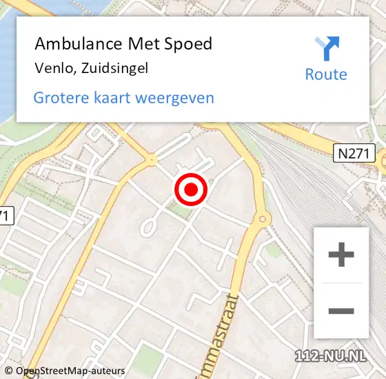 Locatie op kaart van de 112 melding: Ambulance Met Spoed Naar Venlo, Zuidsingel op 26 maart 2023 13:35