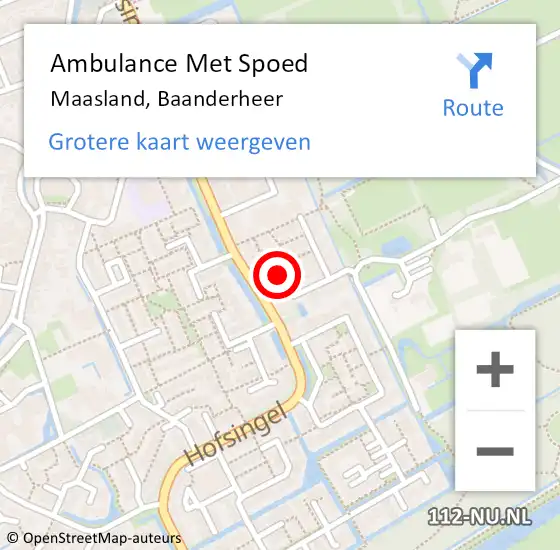 Locatie op kaart van de 112 melding: Ambulance Met Spoed Naar Maasland, Baanderheer op 26 maart 2023 13:55