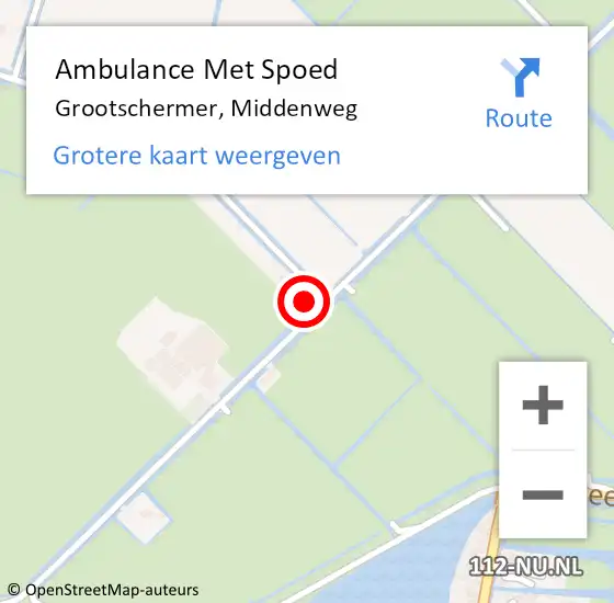 Locatie op kaart van de 112 melding: Ambulance Met Spoed Naar Grootschermer, Middenweg op 26 maart 2023 14:11