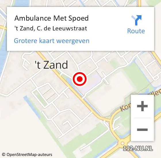 Locatie op kaart van de 112 melding: Ambulance Met Spoed Naar 't Zand, C. de Leeuwstraat op 26 maart 2023 14:35