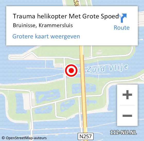 Locatie op kaart van de 112 melding: Trauma helikopter Met Grote Spoed Naar Bruinisse, Krammersluis op 26 maart 2023 14:53