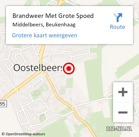 Locatie op kaart van de 112 melding: Brandweer Met Grote Spoed Naar Middelbeers, Beukenhaag op 26 maart 2023 15:09