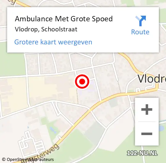 Locatie op kaart van de 112 melding: Ambulance Met Grote Spoed Naar Vlodrop, Schoolstraat op 26 maart 2023 15:16