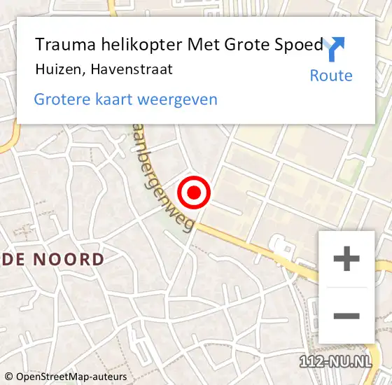 Locatie op kaart van de 112 melding: Trauma helikopter Met Grote Spoed Naar Huizen, Havenstraat op 26 maart 2023 15:19