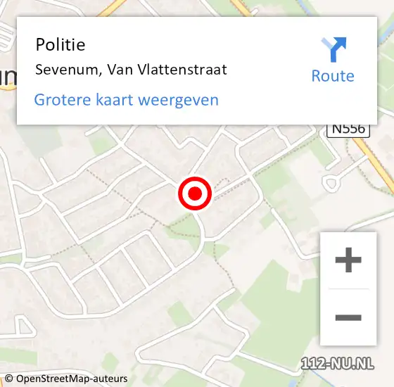 Locatie op kaart van de 112 melding: Politie Sevenum, Van Vlattenstraat op 26 maart 2023 15:30