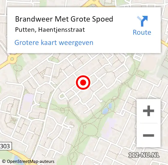 Locatie op kaart van de 112 melding: Brandweer Met Grote Spoed Naar Putten, Haentjensstraat op 26 maart 2023 15:35