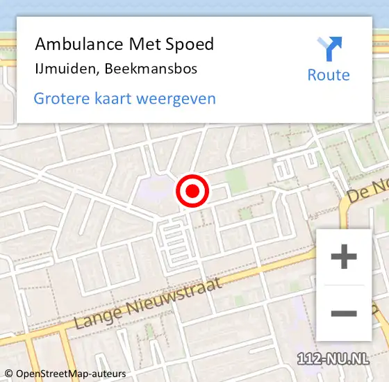 Locatie op kaart van de 112 melding: Ambulance Met Spoed Naar IJmuiden, Beekmansbos op 26 maart 2023 15:41