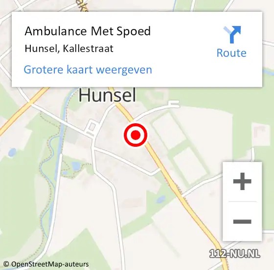 Locatie op kaart van de 112 melding: Ambulance Met Spoed Naar Hunsel, Kallestraat op 26 maart 2023 15:43