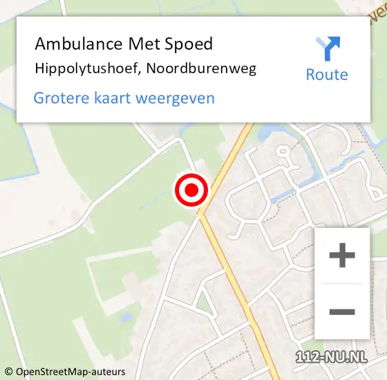 Locatie op kaart van de 112 melding: Ambulance Met Spoed Naar Hippolytushoef, Noordburenweg op 26 maart 2023 16:17