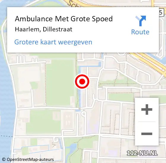 Locatie op kaart van de 112 melding: Ambulance Met Grote Spoed Naar Haarlem, Dillestraat op 26 maart 2023 16:50