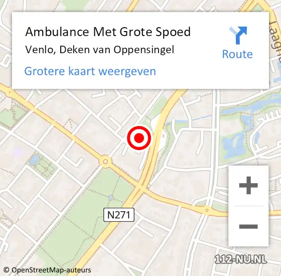 Locatie op kaart van de 112 melding: Ambulance Met Grote Spoed Naar Venlo, Deken van Oppensingel op 26 maart 2023 17:00