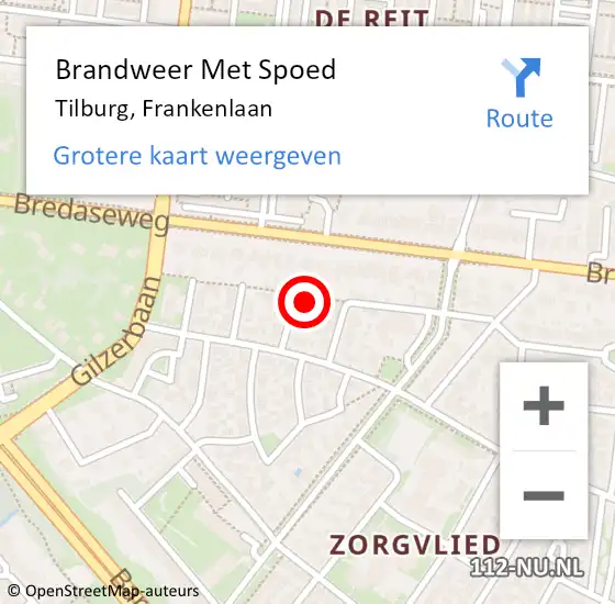 Locatie op kaart van de 112 melding: Brandweer Met Spoed Naar Tilburg, Frankenlaan op 26 maart 2023 17:29