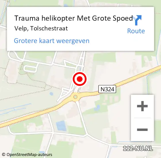 Locatie op kaart van de 112 melding: Trauma helikopter Met Grote Spoed Naar Velp, Tolschestraat op 26 maart 2023 17:34
