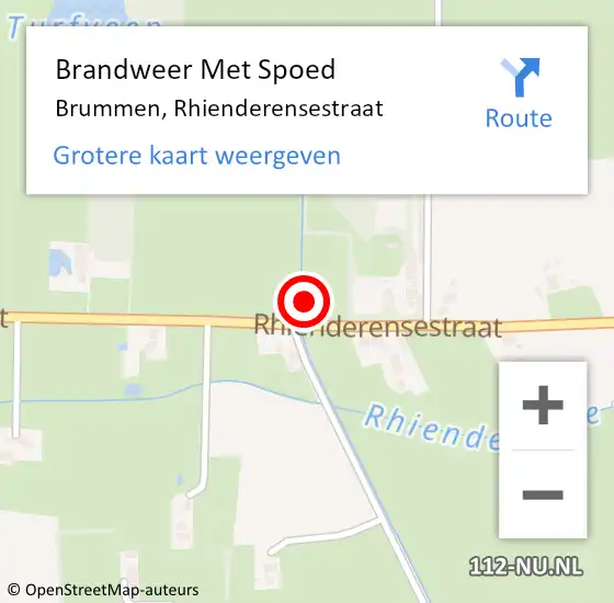 Locatie op kaart van de 112 melding: Brandweer Met Spoed Naar Brummen, Rhienderensestraat op 26 maart 2023 17:51