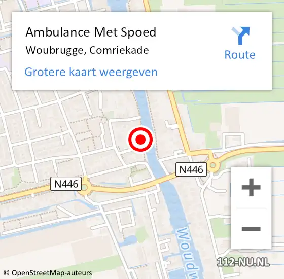 Locatie op kaart van de 112 melding: Ambulance Met Spoed Naar Woubrugge, Comriekade op 26 maart 2023 17:53