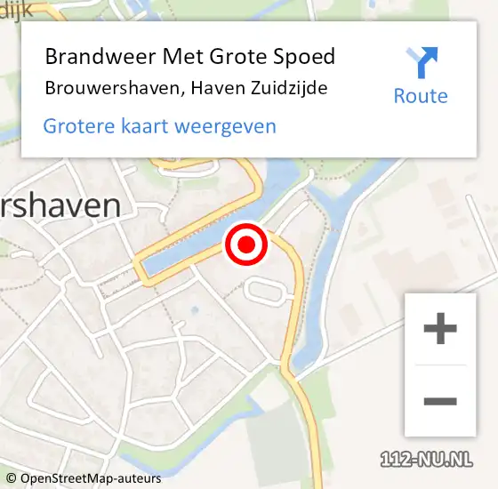 Locatie op kaart van de 112 melding: Brandweer Met Grote Spoed Naar Brouwershaven, Haven Zuidzijde op 26 maart 2023 18:02