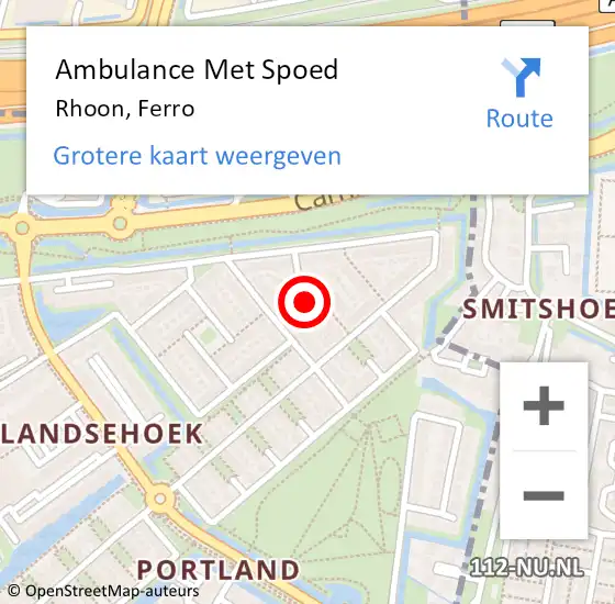 Locatie op kaart van de 112 melding: Ambulance Met Spoed Naar Rhoon, Ferro op 26 maart 2023 18:17